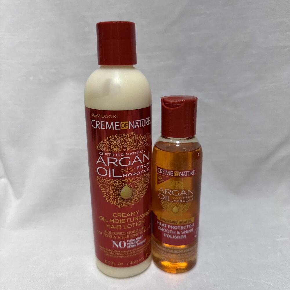 Creme of Nature Argan Oil Hair Lotion And Heat Protector Oil Polisher READ